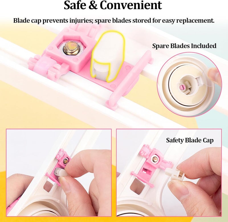 lyforx Circle Paper Cutters，Adjustable Rotary Circle Cutter，Circular Cardboard Circle Cutter with 3 Replaceable Blades, Trimmer Scrapbooking Tools，DIY Craft Cutting Tools Pink - Image 3